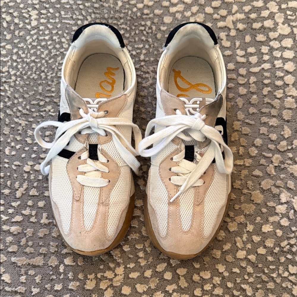 Sam Edelman White and Tan Sneakers